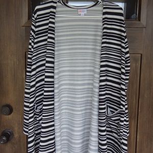 Lularoe black & white striped cardigan